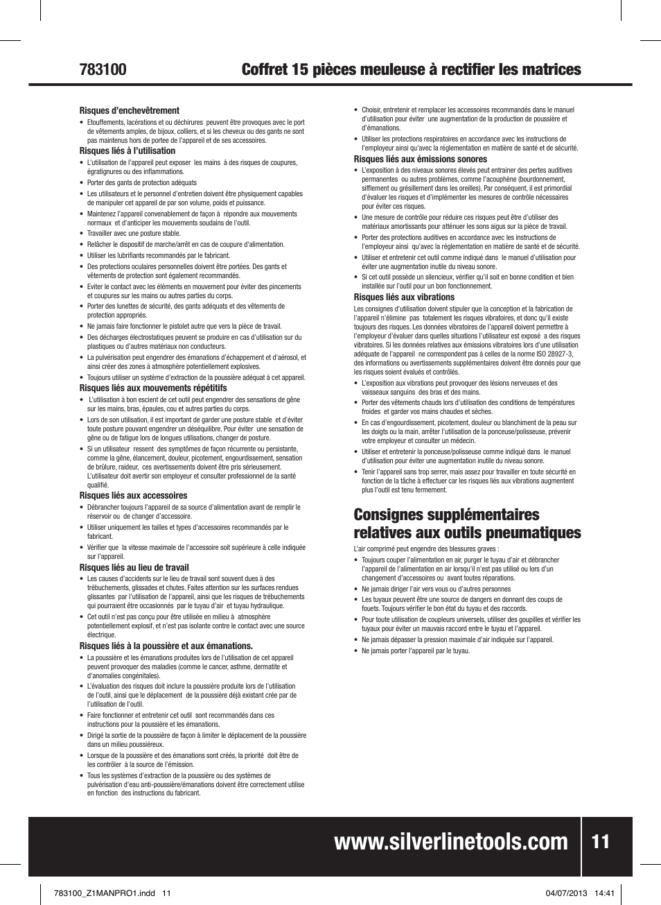 Silverline Air Die Grinder Kit 15pce User Manual | Page 12 / 40