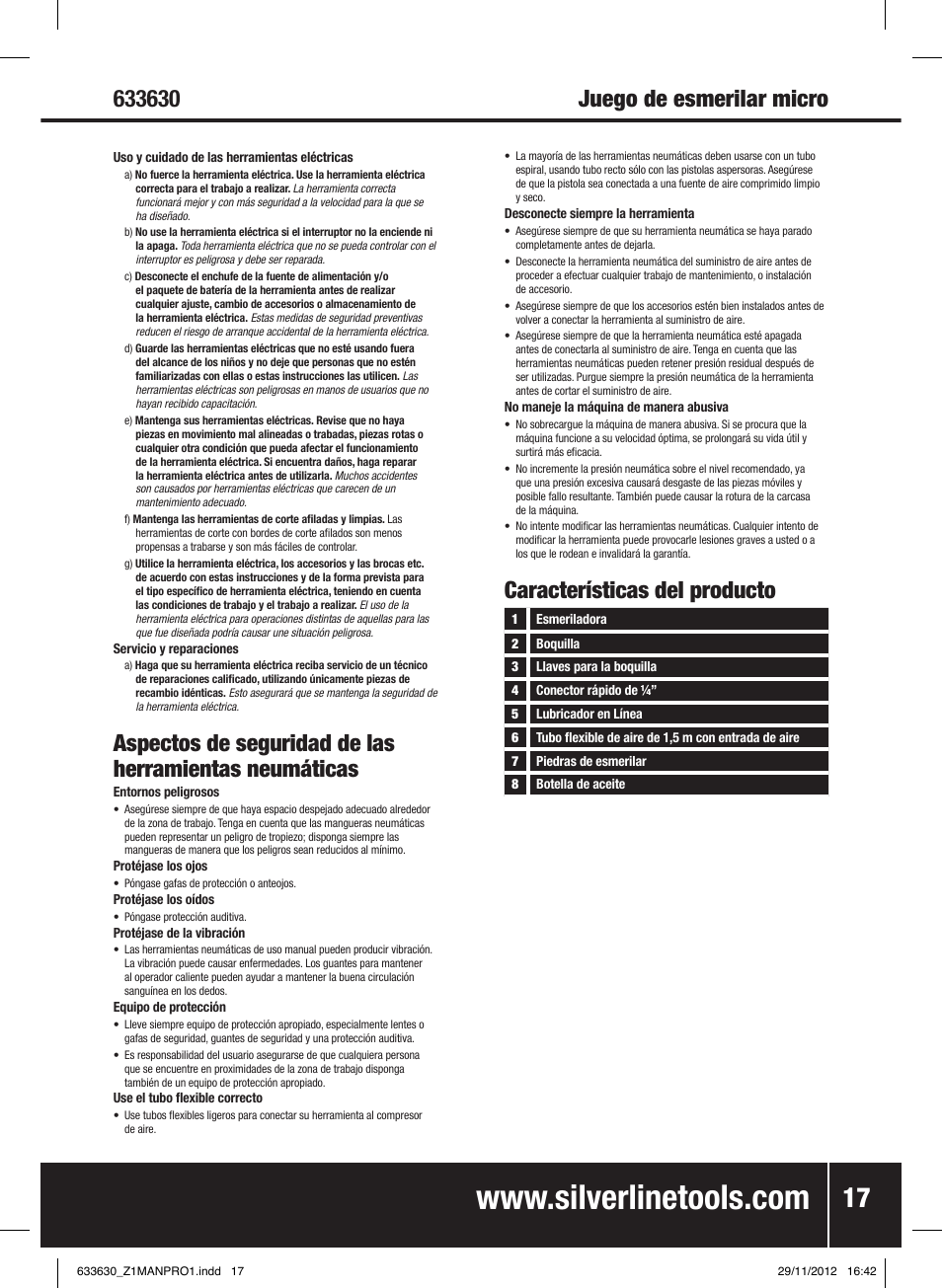 Características del producto | Silverline Air Micro Grinder Kit User Manual | Page 18 / 28