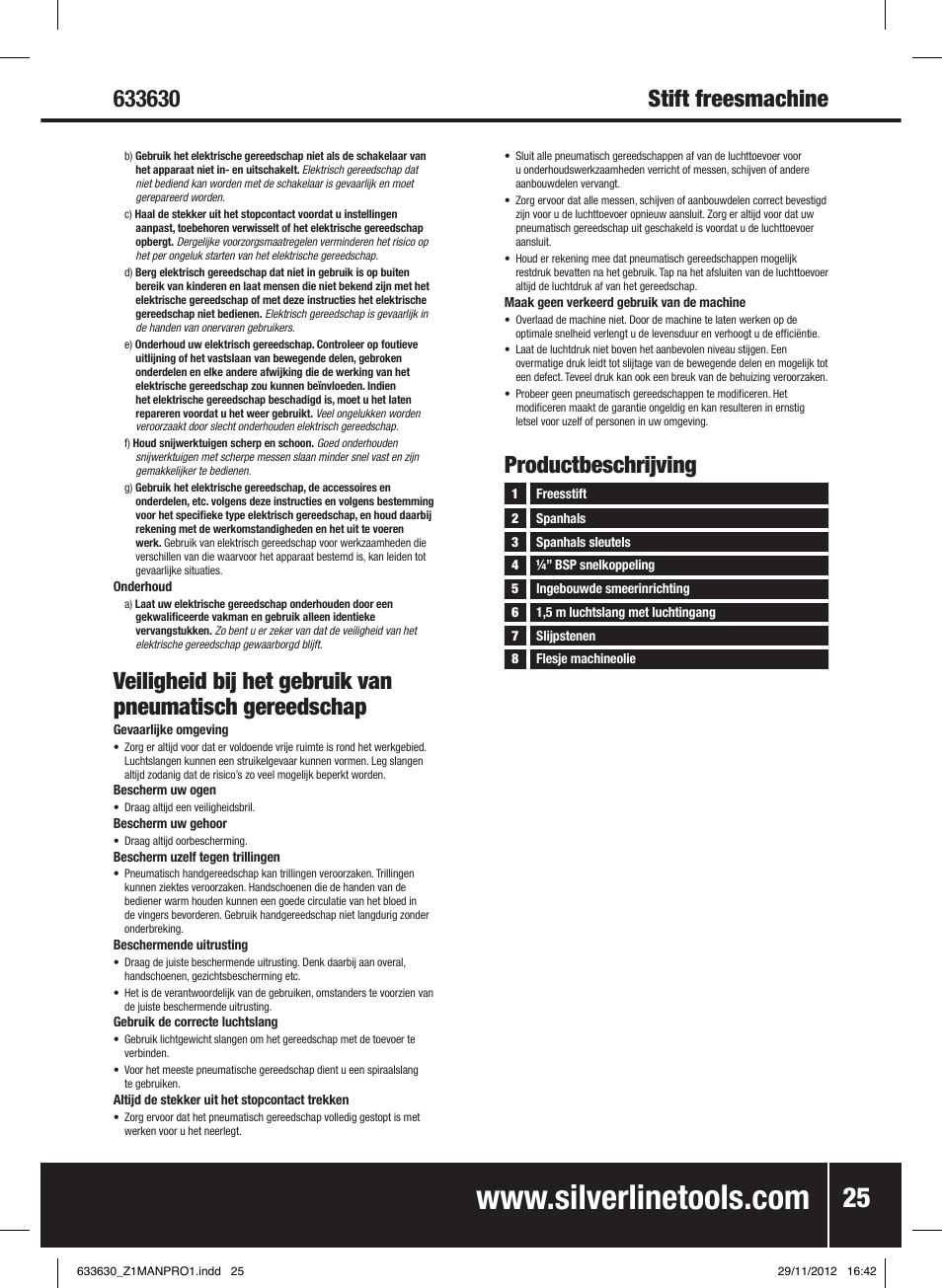 Productbeschrijving | Silverline Air Micro Grinder Kit User Manual | Page 26 / 28