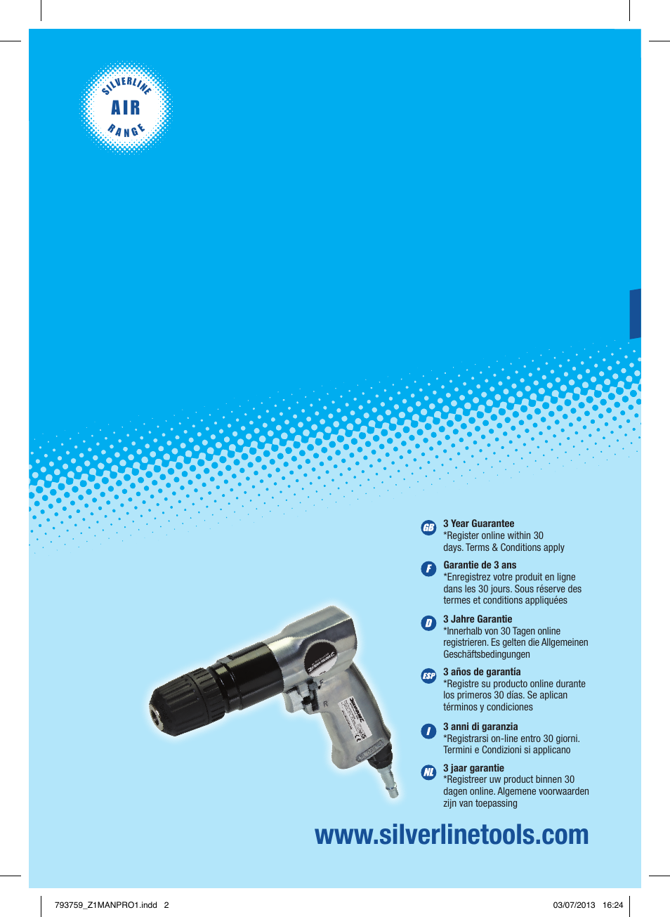 Silverline Air Drill Reversible User Manual | 40 pages