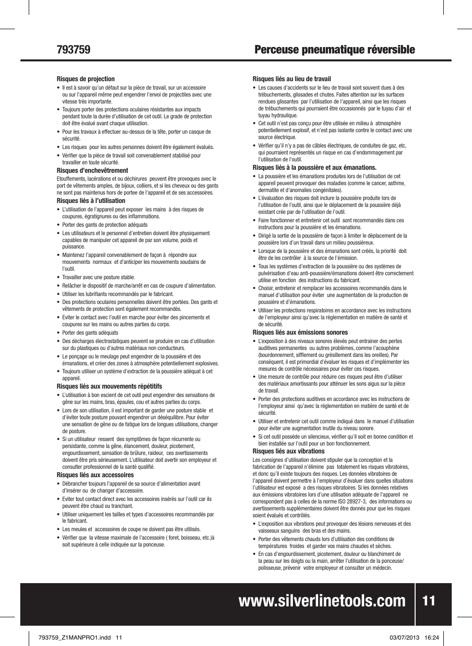 Silverline Air Drill Reversible User Manual | Page 12 / 40