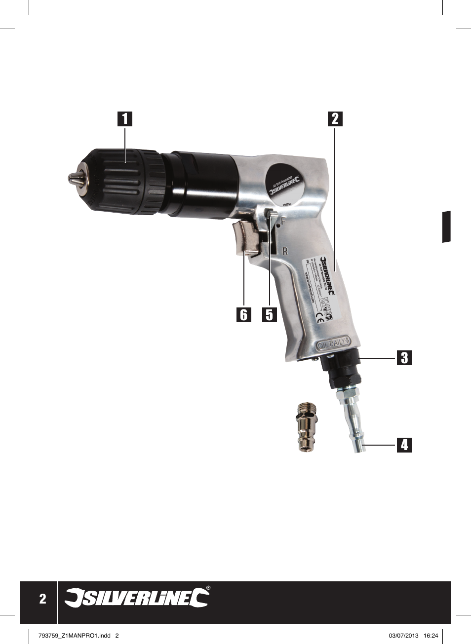 Silverline Air Drill Reversible User Manual | Page 3 / 40