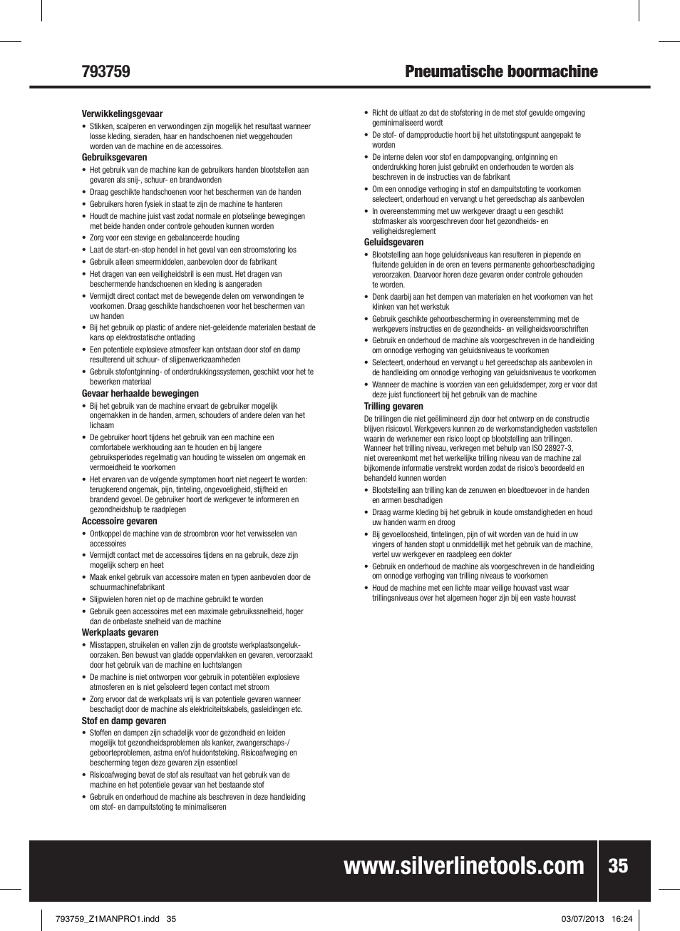 Silverline Air Drill Reversible User Manual | Page 36 / 40