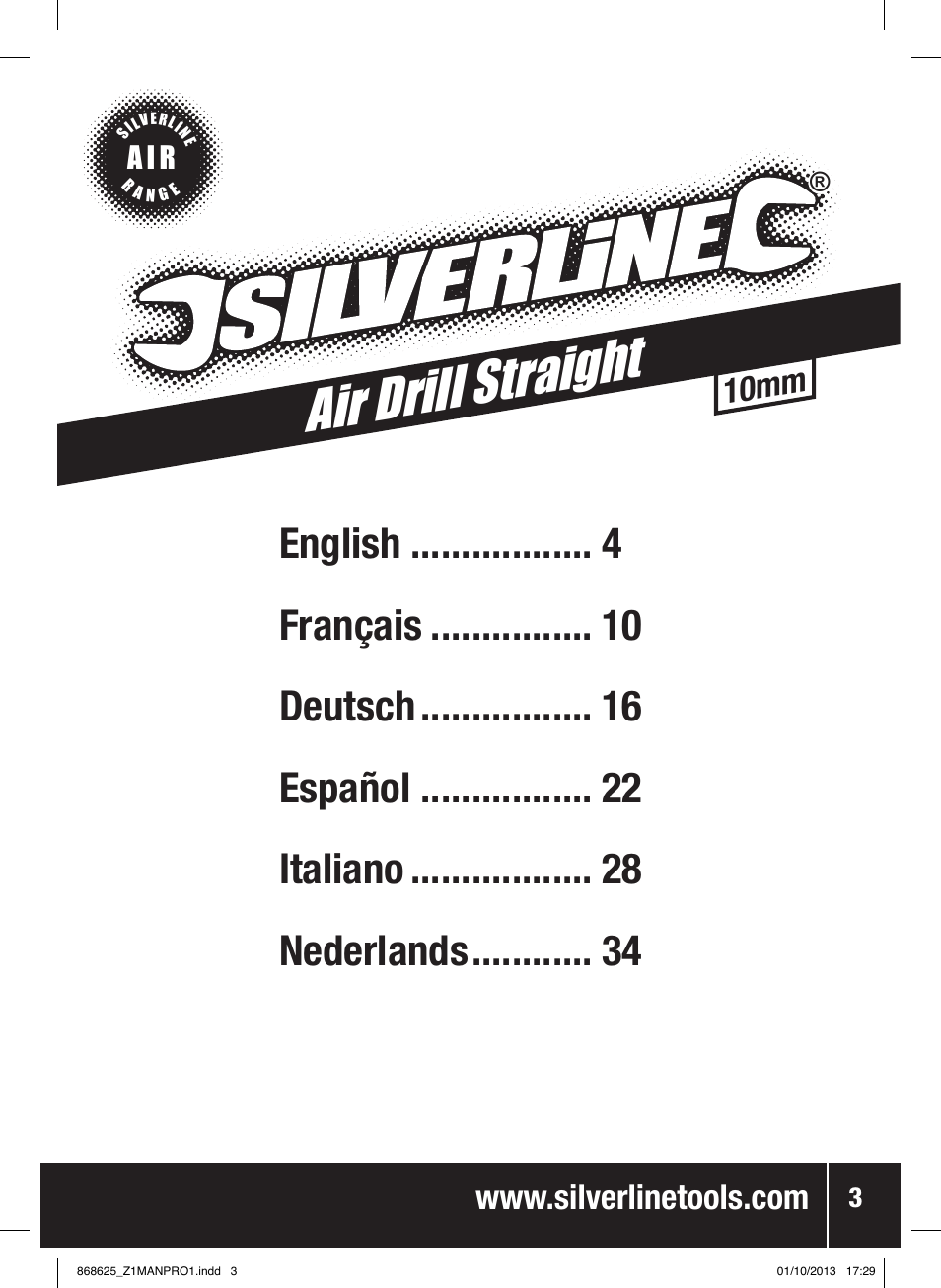 Air drill straight, 10mm | Silverline Air Drill Straight User Manual | Page 4 / 40