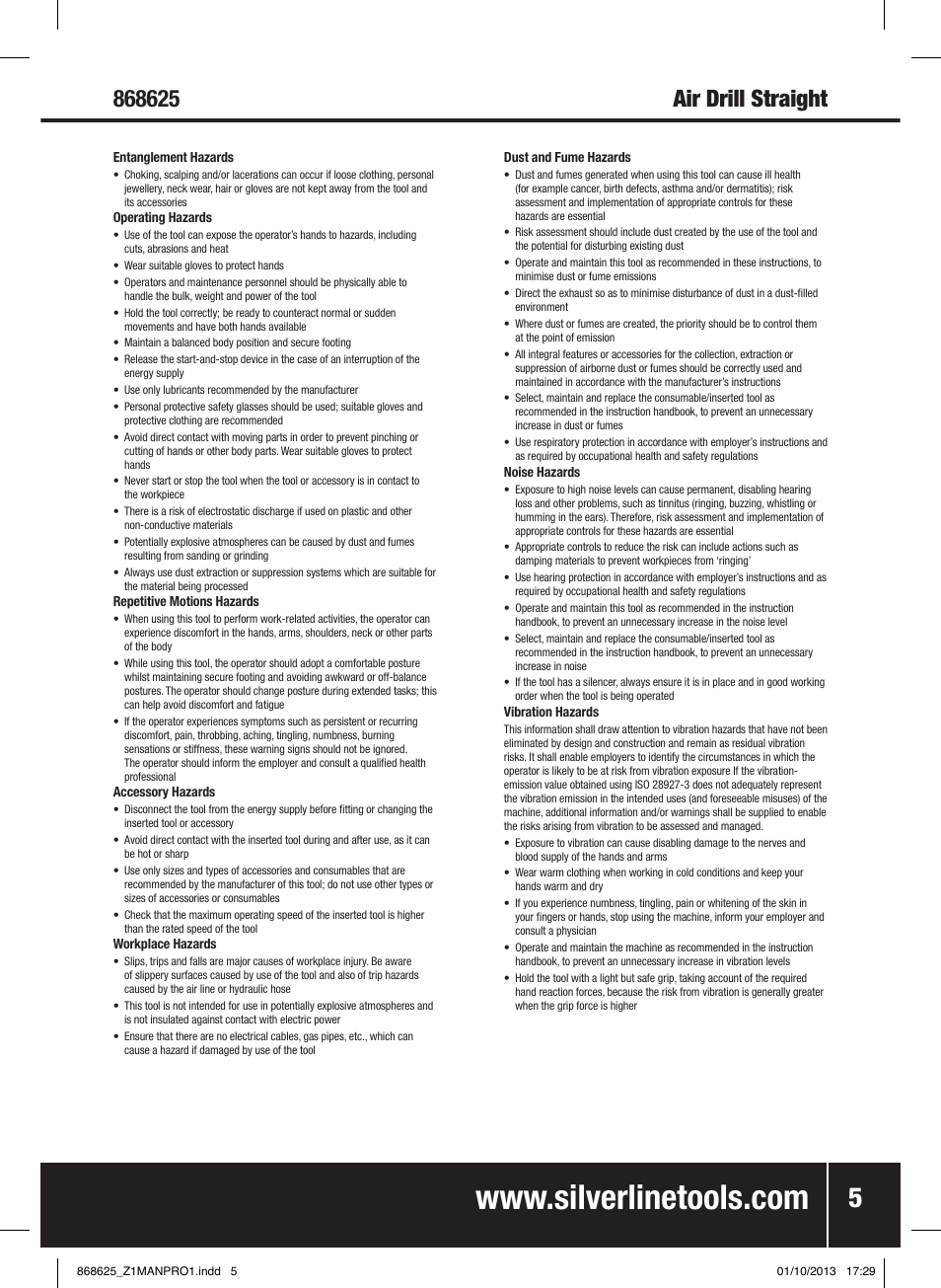 Silverline Air Drill Straight User Manual | Page 6 / 40