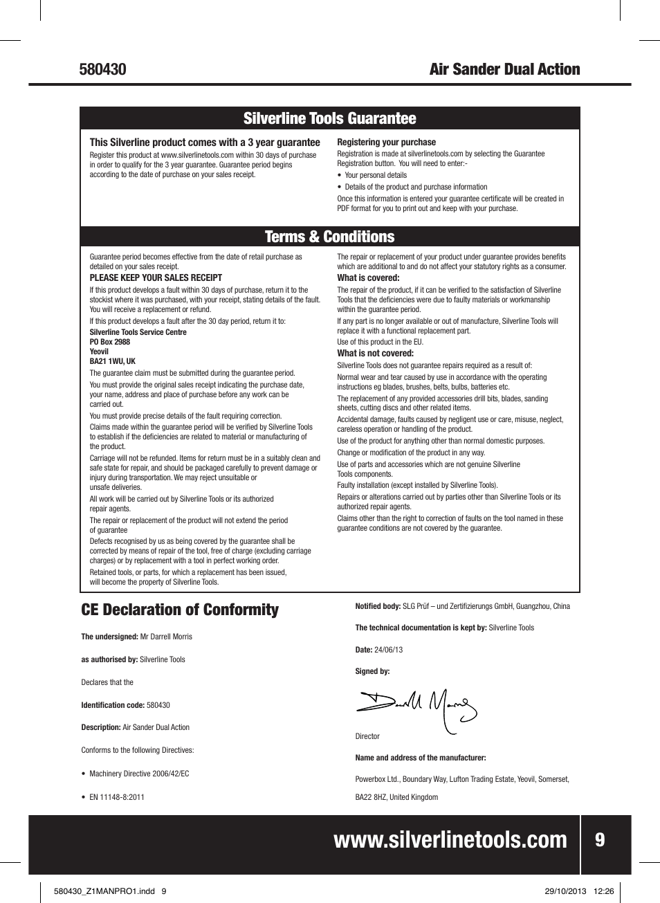 Terms & conditions silverline tools guarantee | Silverline Air Sander & Polisher User Manual | Page 10 / 40