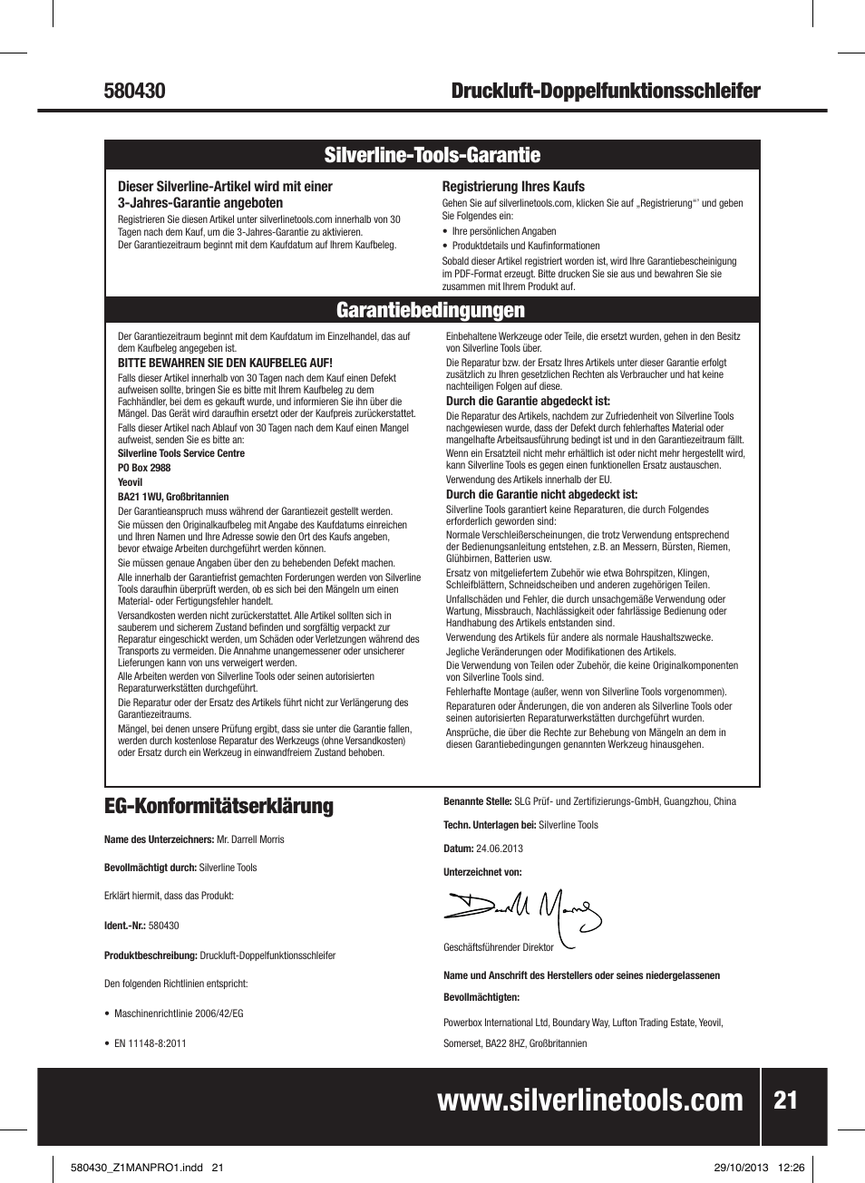 Garantiebedingungen silverline-tools-garantie | Silverline Air Sander & Polisher User Manual | Page 22 / 40