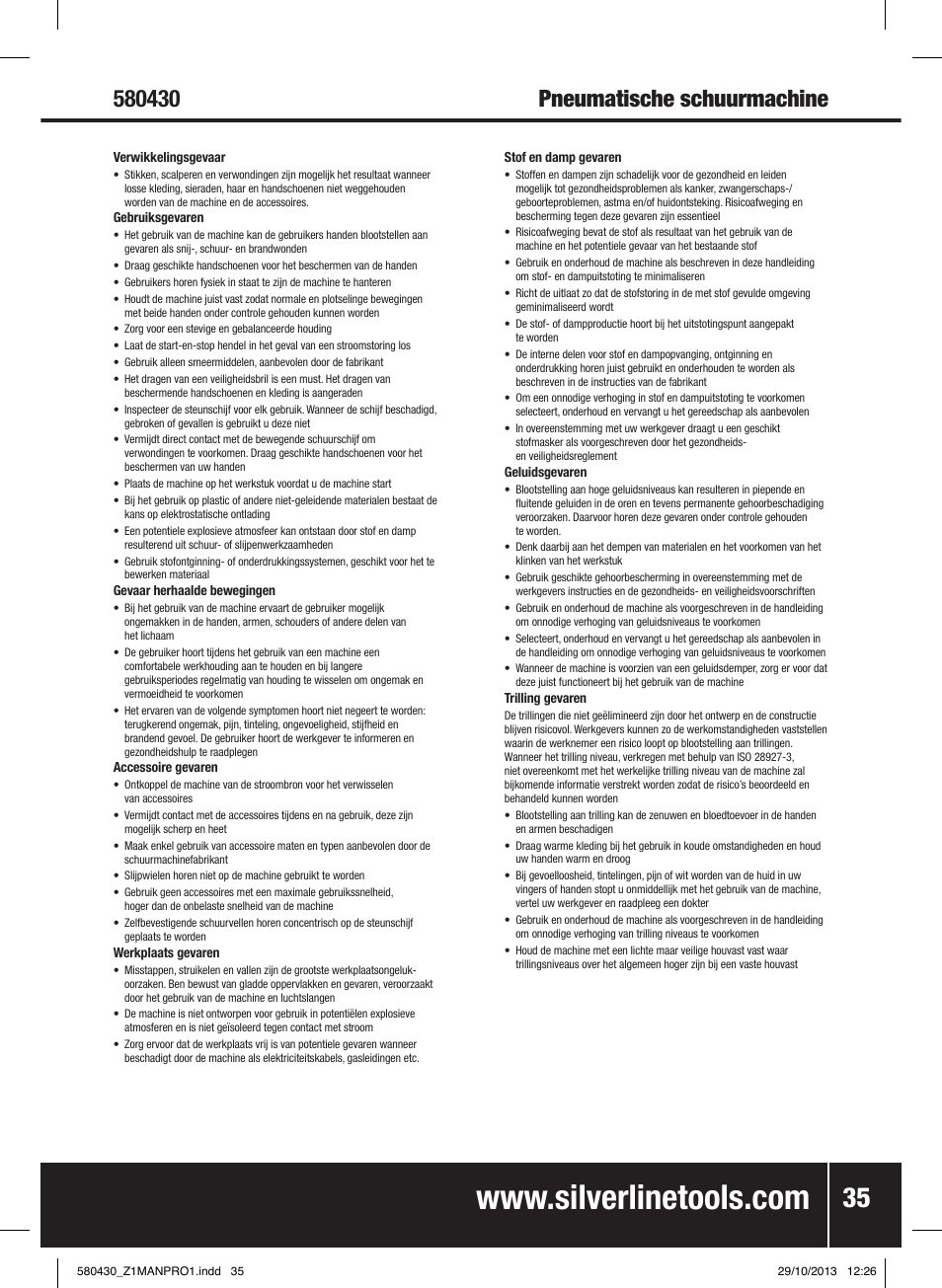 Silverline Air Sander & Polisher User Manual | Page 36 / 40