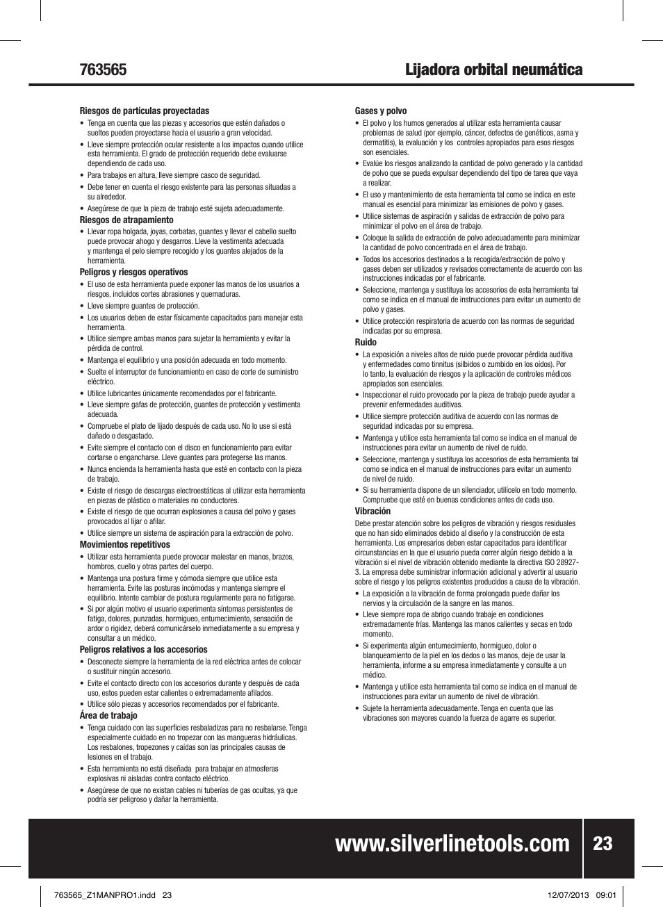 Silverline Air Orbital Jitterbug Sander User Manual | Page 24 / 40