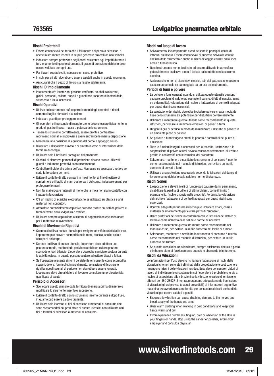 Silverline Air Orbital Jitterbug Sander User Manual | Page 30 / 40