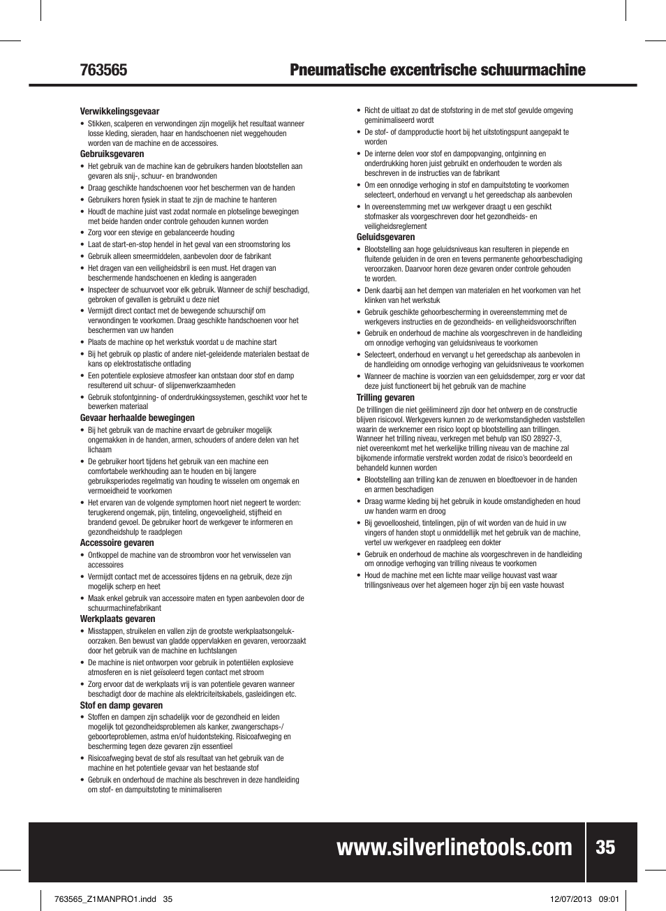 Silverline Air Orbital Jitterbug Sander User Manual | Page 36 / 40