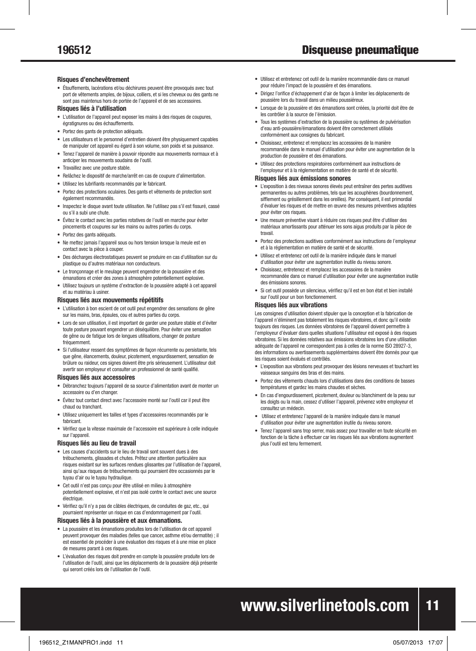 Silverline Air Angle Grinder User Manual | Page 12 / 40