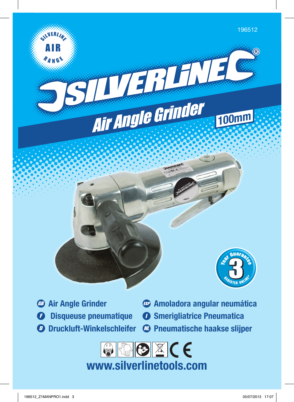 Air angle grinder, 100mm, A i r | Silverline Air Angle Grinder User Manual | Page 2 / 40