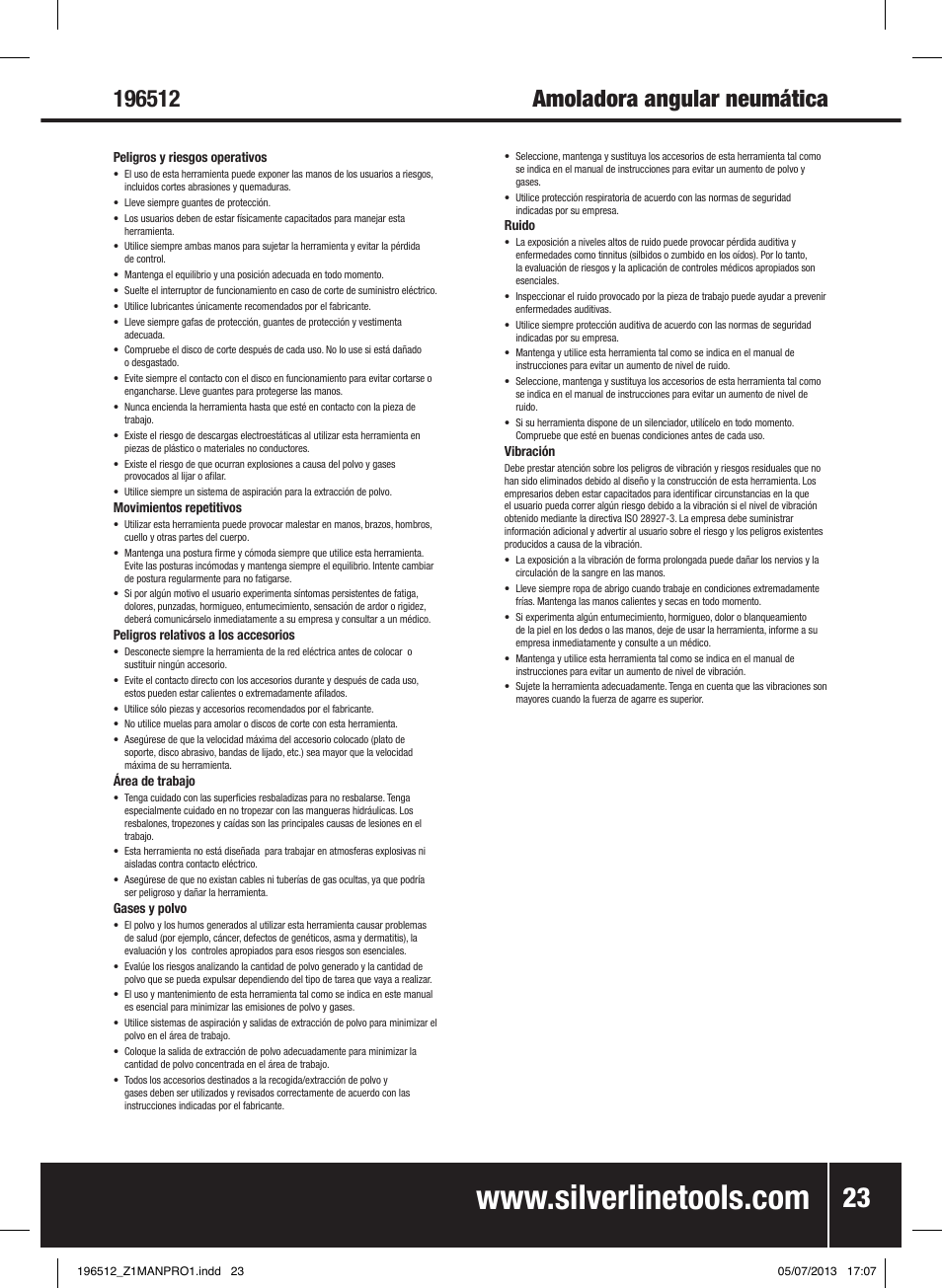 Amoladora angular neumática | Silverline Air Angle Grinder User Manual | Page 24 / 40