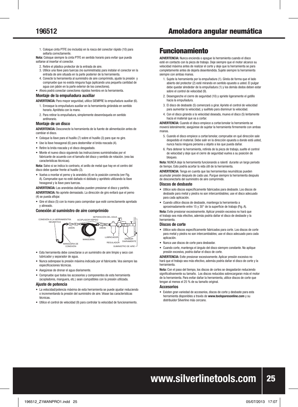 Silverline Air Angle Grinder User Manual | Page 26 / 40