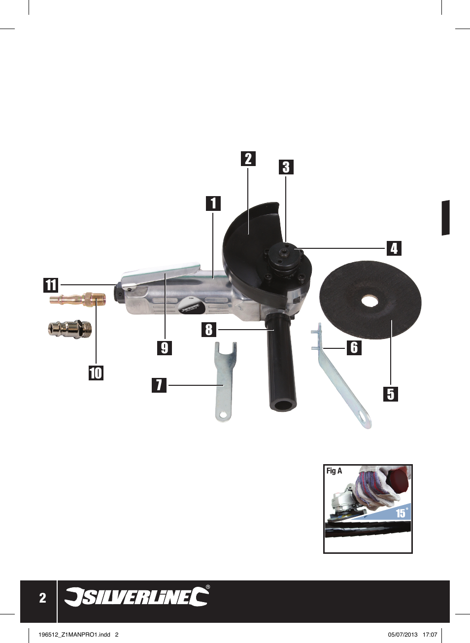 Air angle grinder | Silverline Air Angle Grinder User Manual | Page 3 / 40