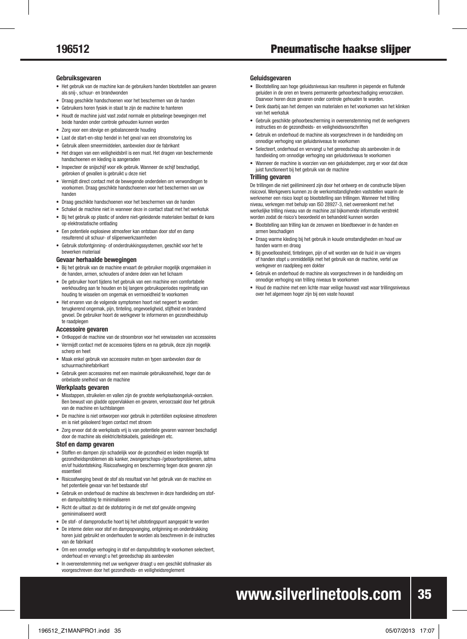 Silverline Air Angle Grinder User Manual | Page 36 / 40