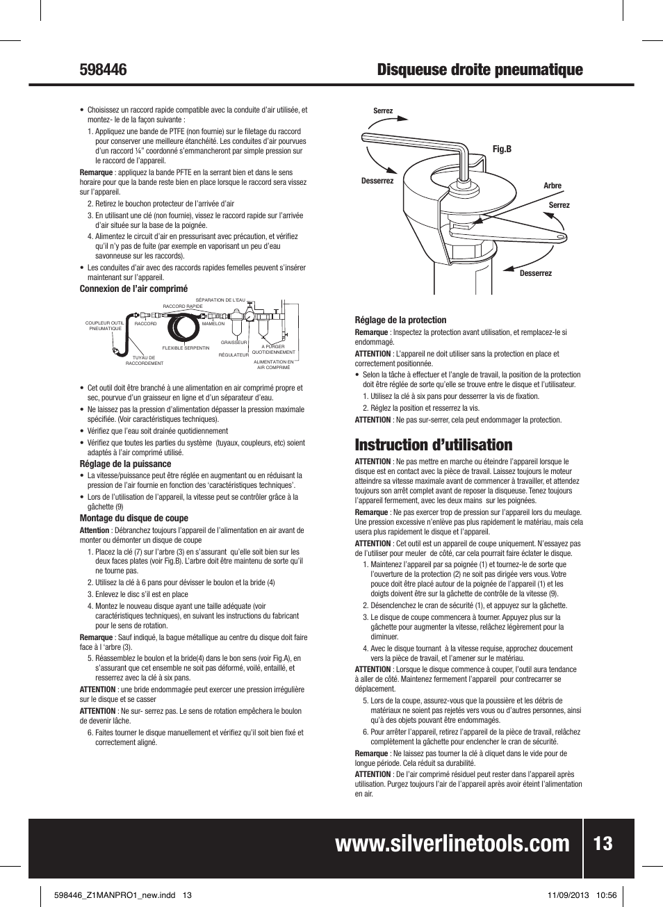 Instruction d’utilisation | Silverline Air Cut-Off Tool User Manual | Page 14 / 40