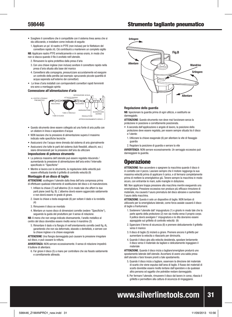 Operazione | Silverline Air Cut-Off Tool User Manual | Page 32 / 40