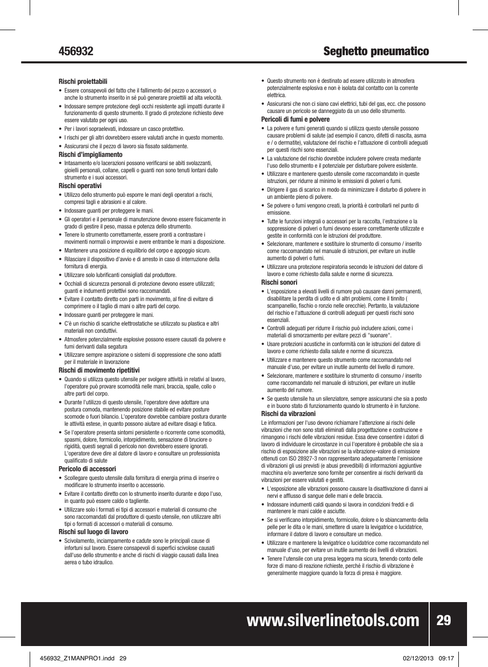 Seghetto pneumatico | Silverline Air Body Saw User Manual | Page 30 / 40