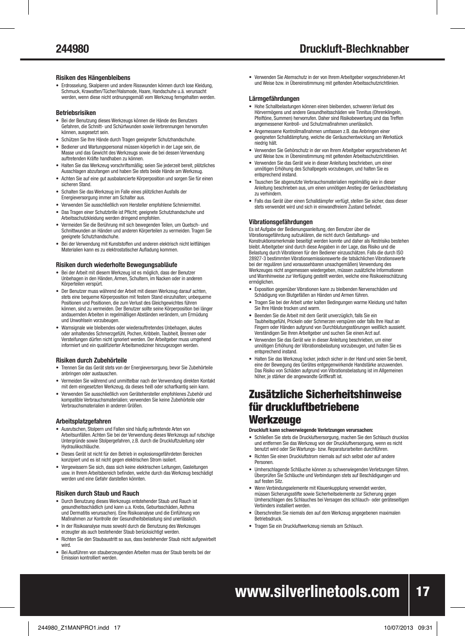 Silverline Air Nibbler User Manual | Page 18 / 40