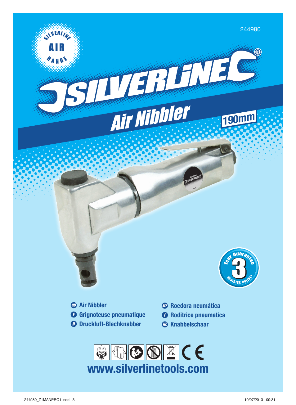 Air nibbler, A i r, 190mm | Silverline Air Nibbler User Manual | Page 2 / 40