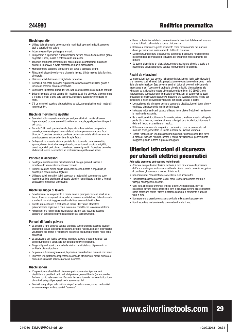 Silverline Air Nibbler User Manual | Page 30 / 40