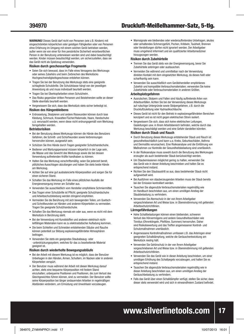 Silverline Air Hammer Set 5pce User Manual | Page 18 / 40