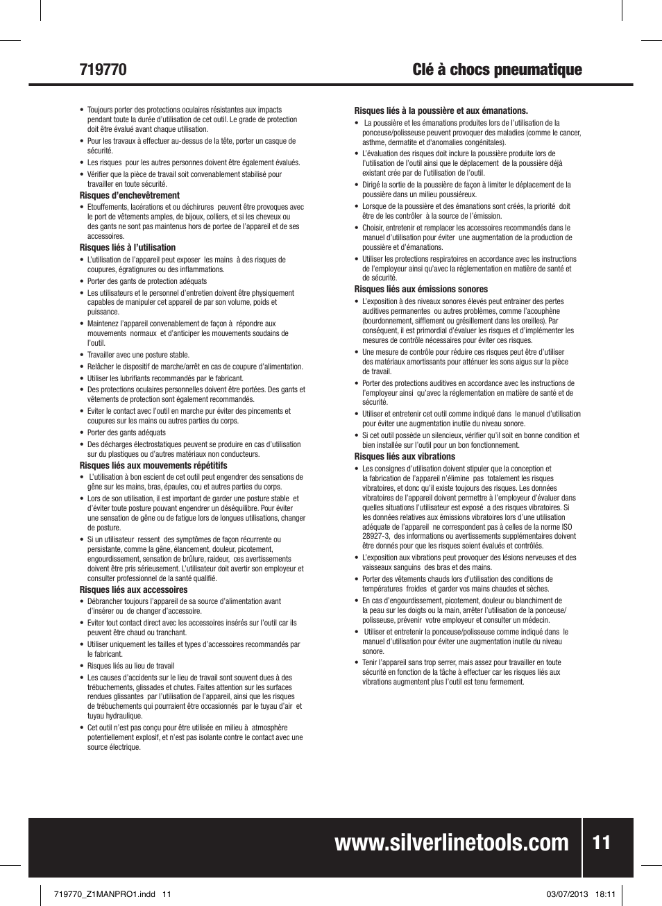 Clй а chocs pneumatique | Silverline Air Impact Wrench User Manual | Page 12 / 40