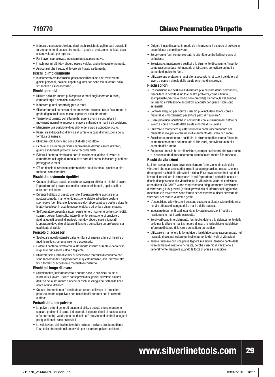 Chiave pneumatica d'impatto | Silverline Air Impact Wrench User Manual | Page 30 / 40