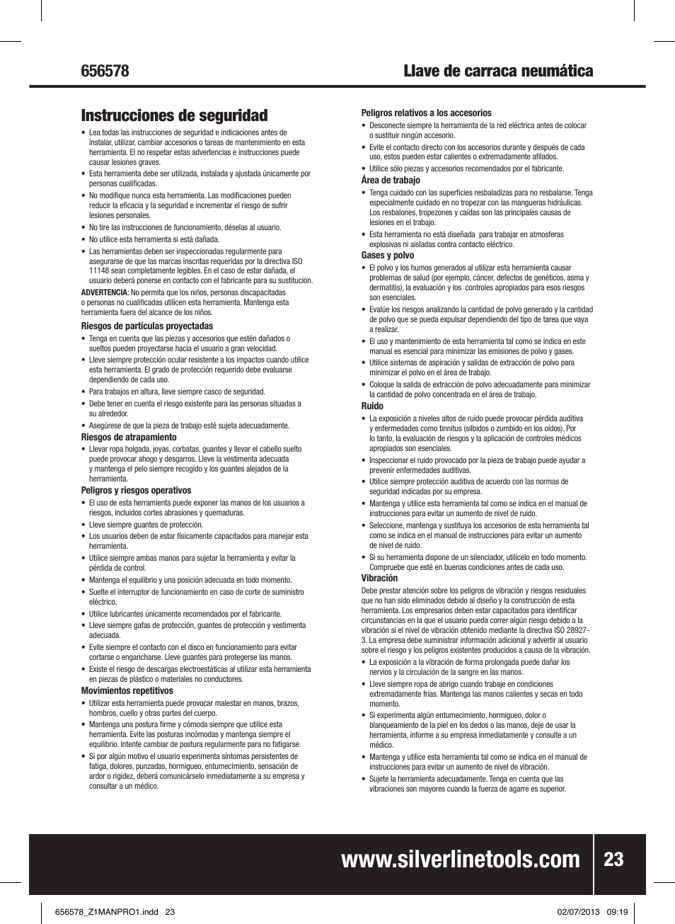 Silverline Air Ratchet Wrench User Manual | Page 24 / 40