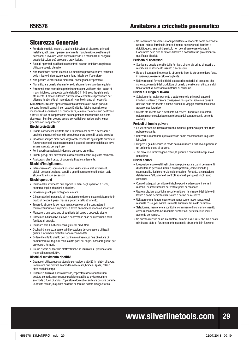 Silverline Air Ratchet Wrench User Manual | Page 30 / 40