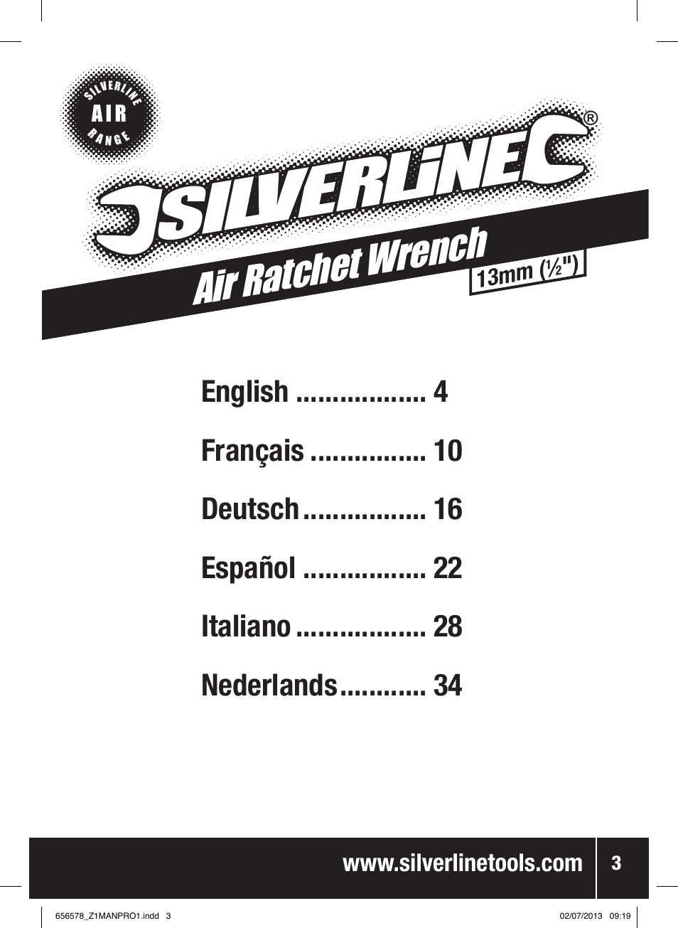 Air ratchet wrench, 13mm | Silverline Air Ratchet Wrench User Manual | Page 4 / 40