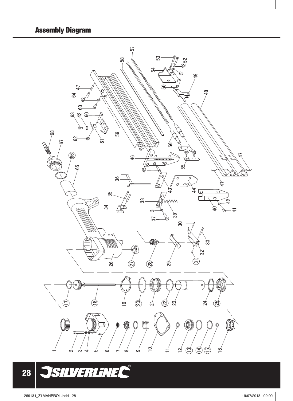 Assembly diagram | Silverline Air Nailer Stapler 32mm User Manual | Page 29 / 32