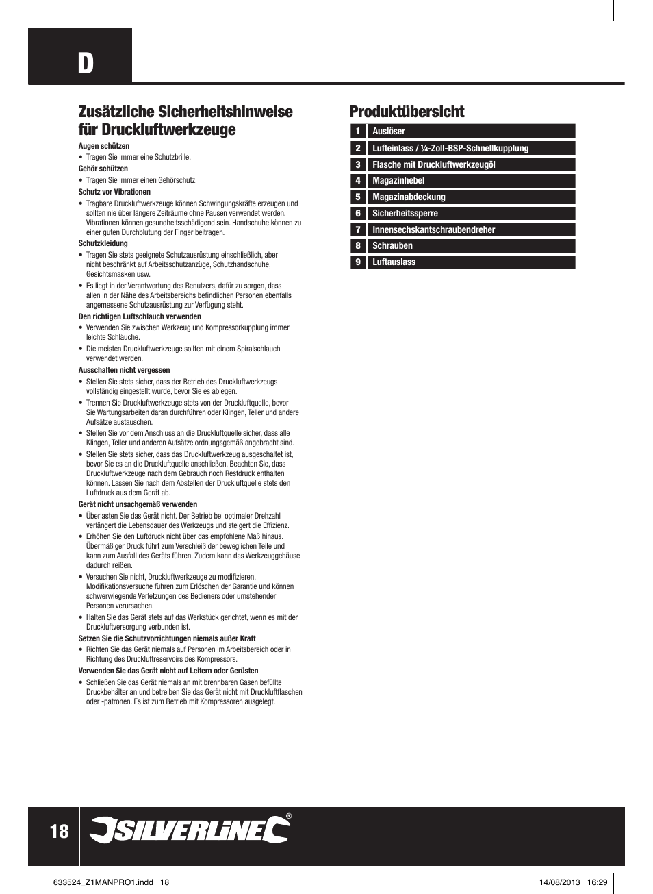 Silverline Air Nailer Stapler 50mm User Manual | Page 19 / 44