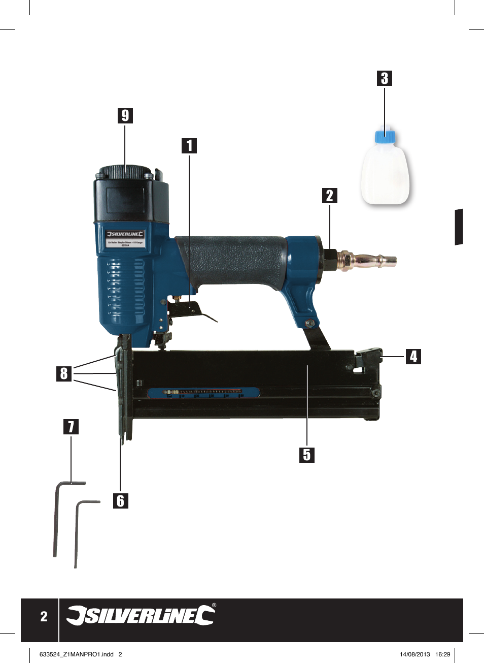 Air nailer stapler 50mm | Silverline Air Nailer Stapler 50mm User Manual | Page 3 / 44