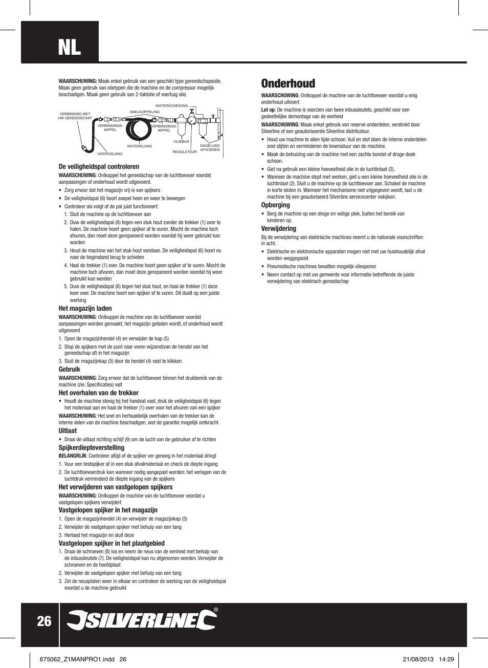 Onderhoud | Silverline Air Brad Nailer 32mm User Manual | Page 27 / 32