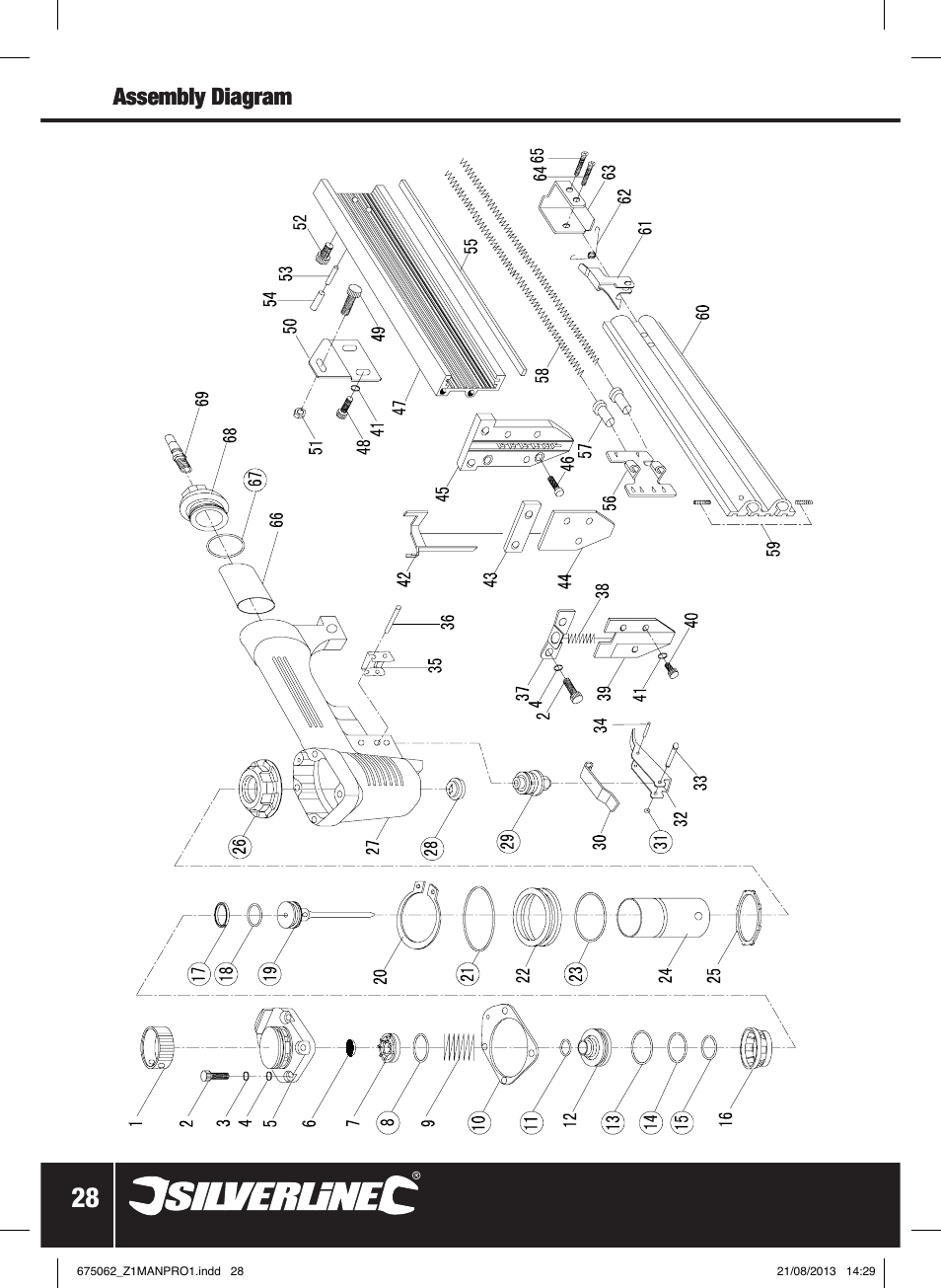 Assembly diagram | Silverline Air Brad Nailer 32mm User Manual | Page 29 / 32