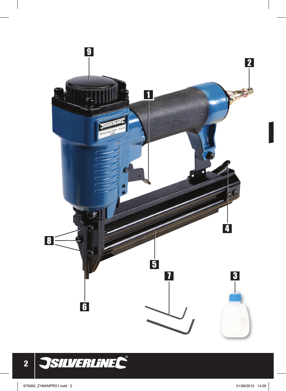 Air brad nailer 32mm | Silverline Air Brad Nailer 32mm User Manual | Page 3 / 32