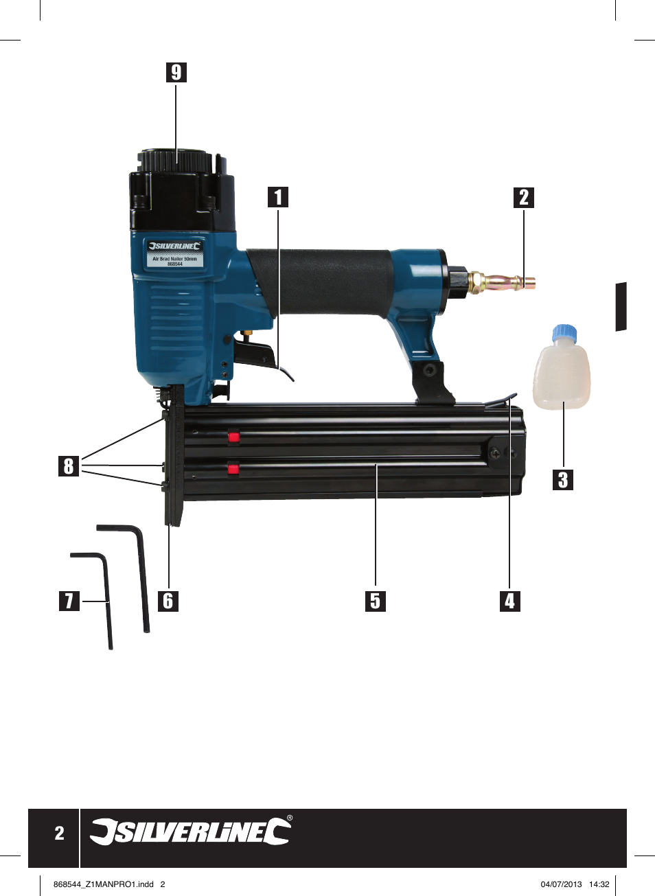 Air brad nailer 50mm | Silverline Air Brad Nailer 50mm User Manual | Page 3 / 32