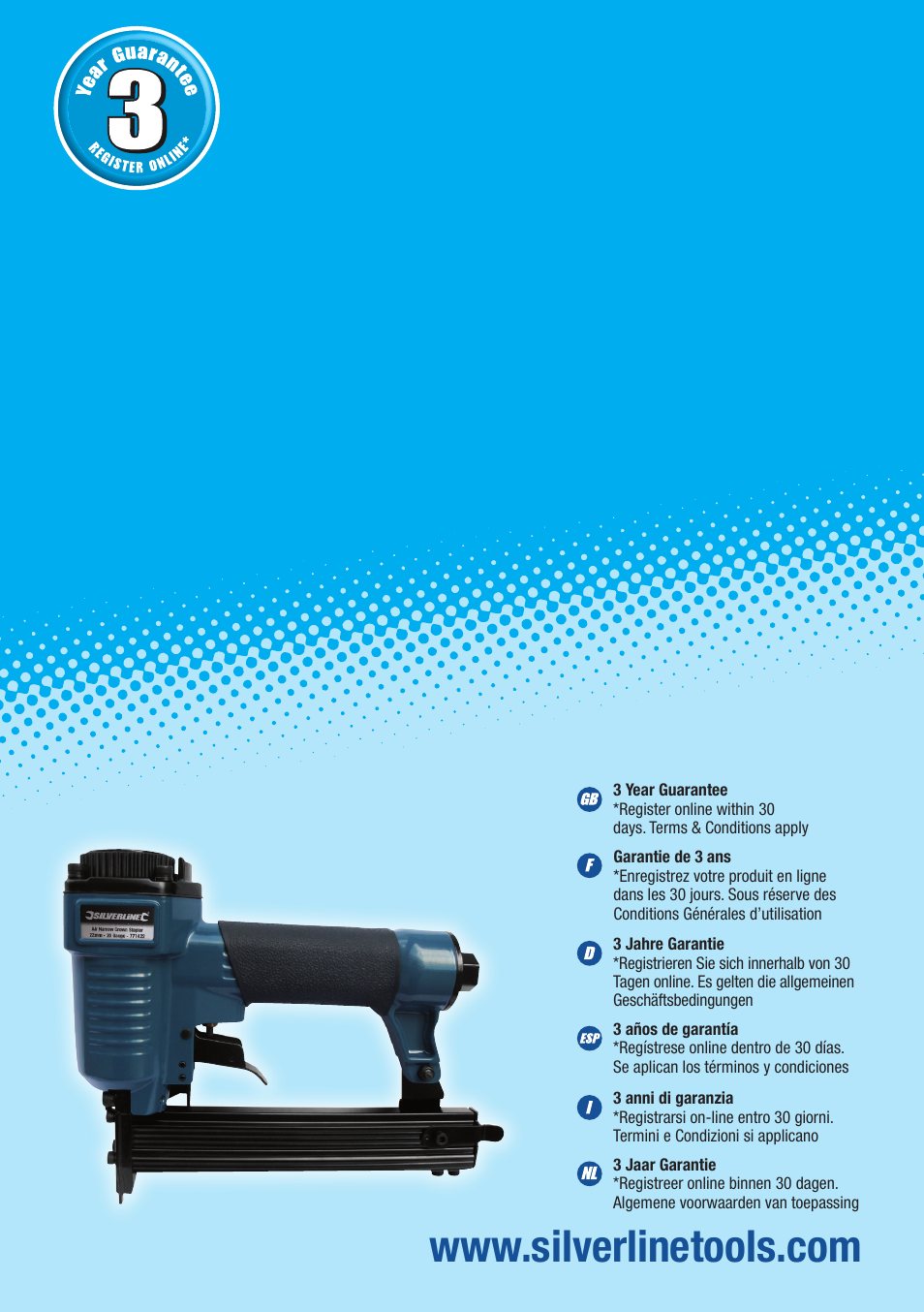 Silverline Air Narrow Crown Stapler 22mm User Manual | 28 pages