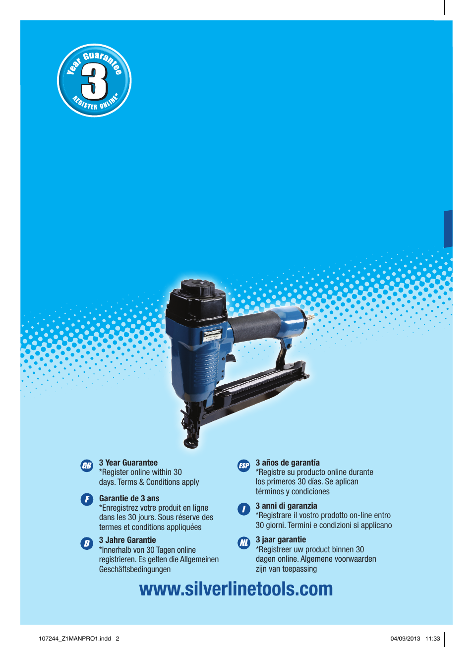 Silverline Air Finishing Nailer 50mm User Manual | 32 pages
