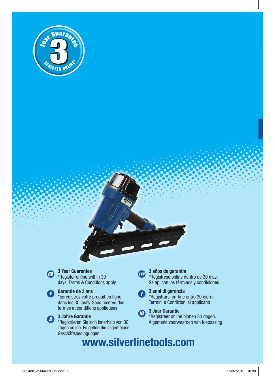 Silverline Air Framing Nailer 90mm User Manual | 32 pages