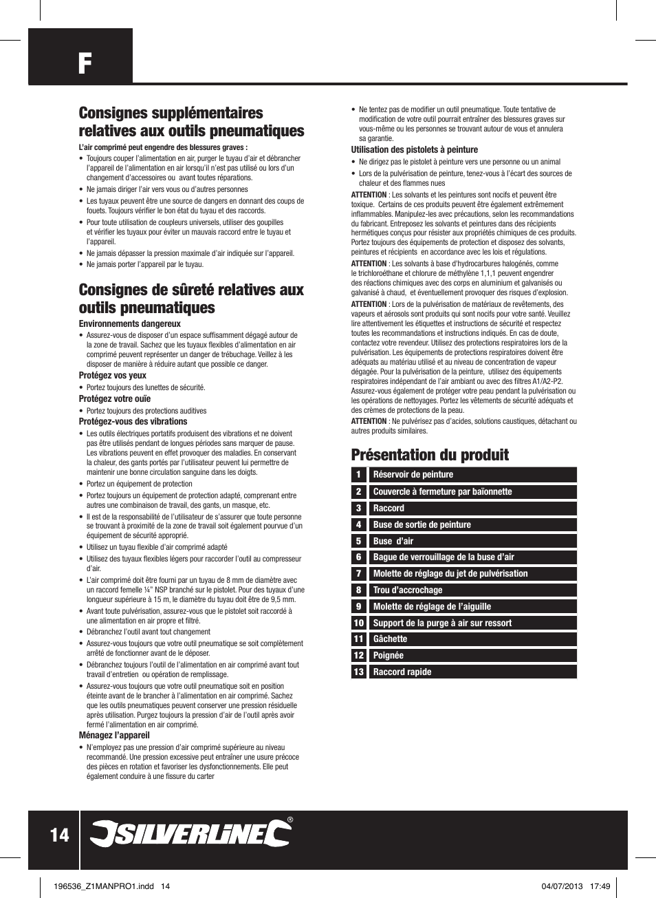 Silverline Spray Gun Suction Feed User Manual | Page 15 / 56