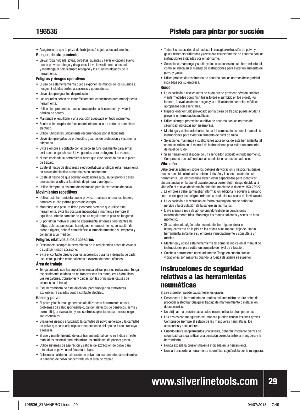 Pistola para pintar por succión | Silverline Spray Gun Suction Feed User Manual | Page 30 / 56