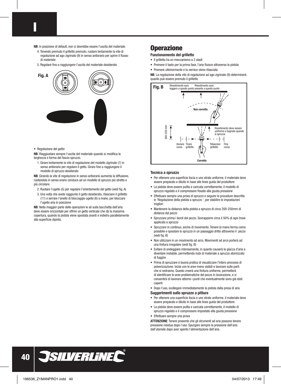 Operazione | Silverline Spray Gun Suction Feed User Manual | Page 41 / 56