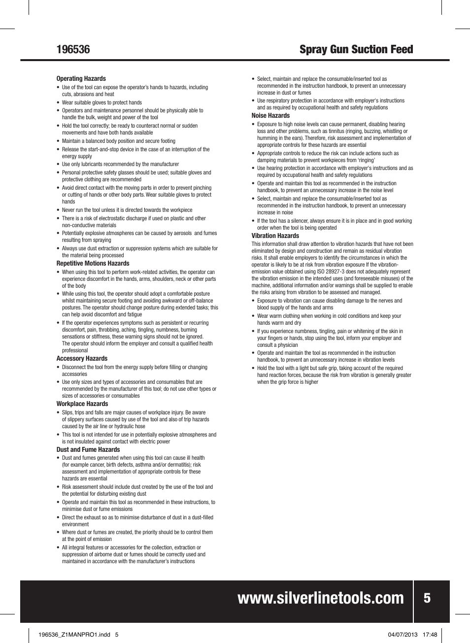 Silverline Spray Gun Suction Feed User Manual | Page 6 / 56