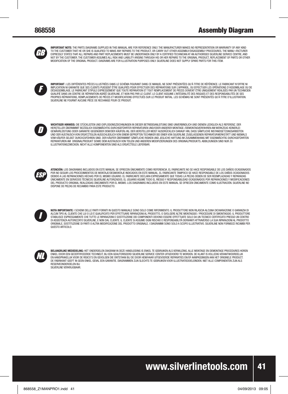 Silverline Spray Gun Touch Up User Manual | Page 42 / 44