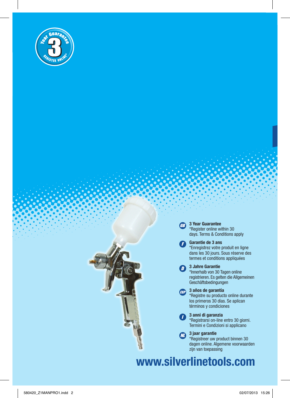 Silverline Gravity Feed HVLP Spray Gun User Manual | 44 pages