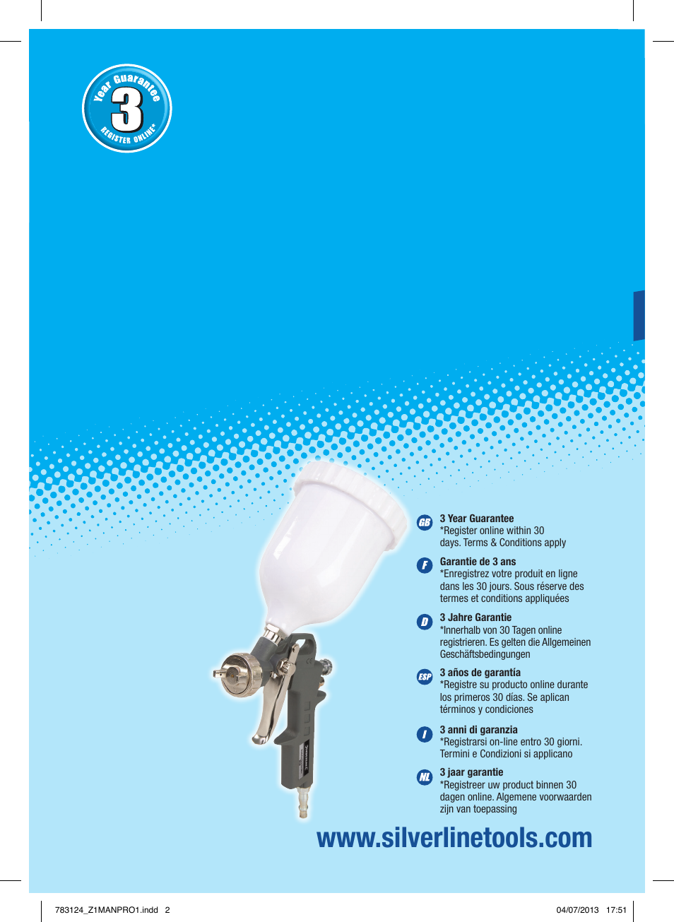 Silverline Gravity Feed Spray Gun User Manual | 56 pages